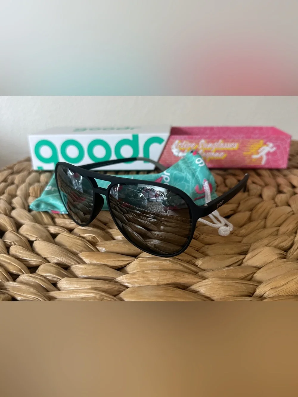 NEW Goodr Mach G Polarized Aviator Sunglasses Add The Chrome Package Black
